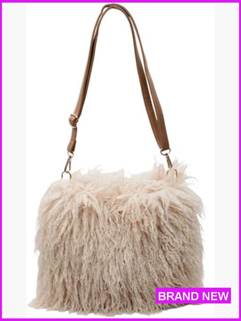Fur Shoulder Bag Curly Fluffy Fuzzy Furry Handbag Top Handle Crossbody Tote